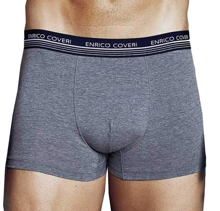 Γκρι μελανζέ αντρικό boxer με navy λάστιχο  Enrico Coveri EB1609